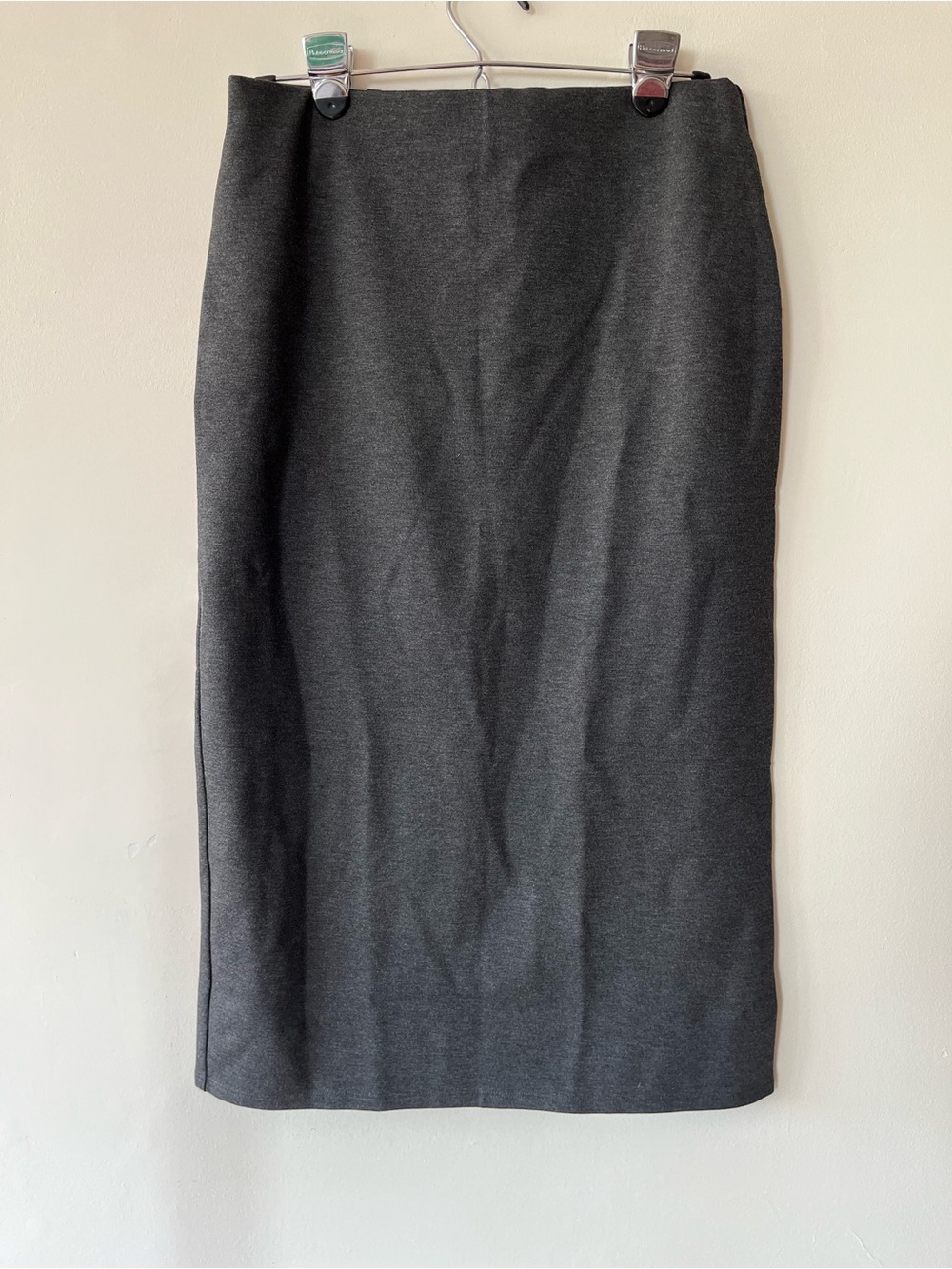 Wilfred Aritzia Charcoal Gray Knit Pencil Skirt Sz M Elastic Waisr Back Slit